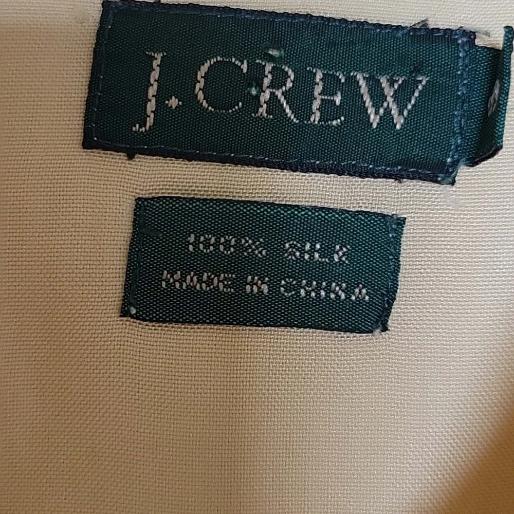 Vintage J Crew 90s Green Tag 100% Silk Shirt Oversized Boyfriend Butter Yellow S